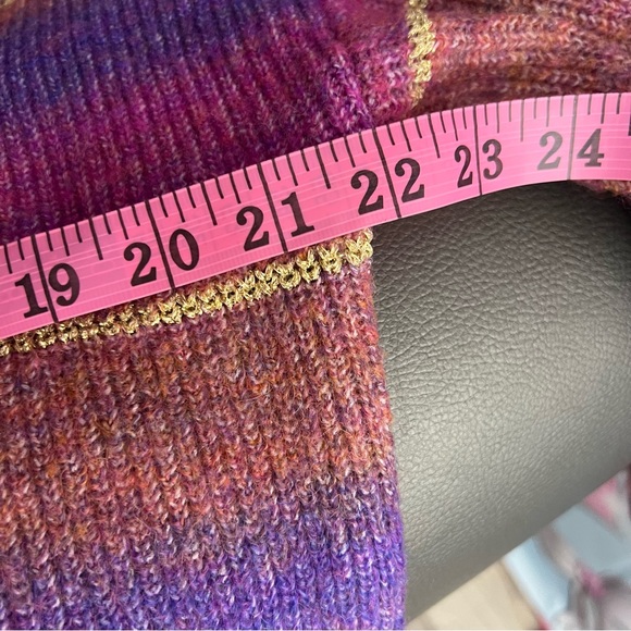 Striped Colorful sparkly sweater gold pink orange purple cozy knitted top - Picture 4 of 4
